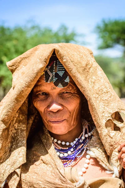 East Windhoek Namibia Jan 2016 Unidentified Bushman Old Lady Bushman — Stock Photo, Image