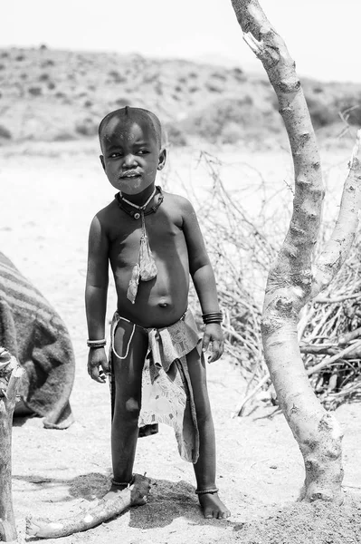 Каманджаб Намибия Сентября 2015 Неизвестный Мальчик Племени Химба Химба Коренные — стоковое фото