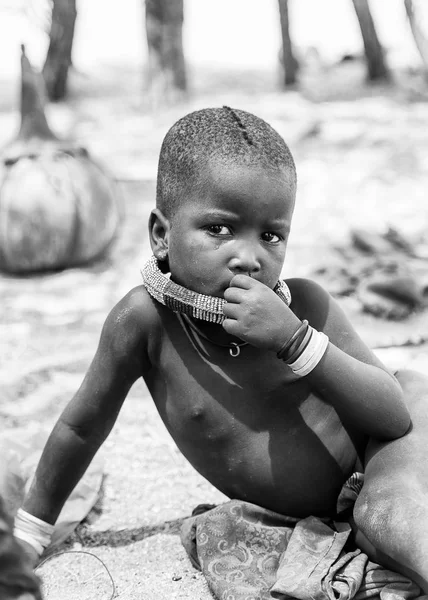 Kamanjab Namibie Septembre 2015 Petit Garçon Non Identifié Tribu Himba — Photo