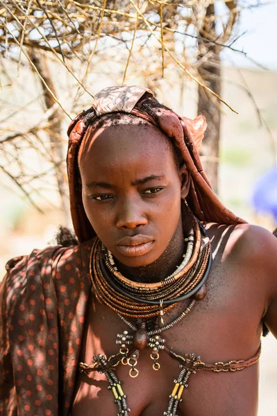 Kamanjab Namibië September 2015 Onbekende Vrouw Uit Himba Stam Himba — Stockfoto