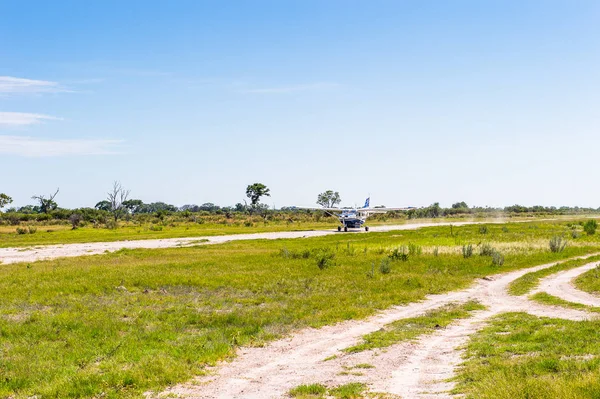 Окаванго Дельта Боцвана Jan 2016 Маленький Туристический Самолет Дельте Реки — стоковое фото