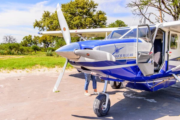 Okavango Delta Botswana Jan 2016 Kleines Touristenflugzeug Okavango Flussdelta Nationalpark — Stockfoto