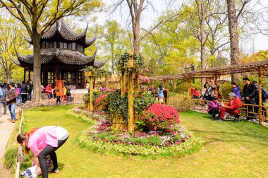 Suzhou, Çin - Nis 1, 2016: Mütevazı Yönetici Bahçesi, Suzhou bir Çin bahçesi, Unesco Dünya Mirası