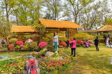 Suzhou, Çin - Nis 1, 2016: Mütevazı Yönetici Bahçesi, Suzhou bir Çin bahçesi, Unesco Dünya Mirası