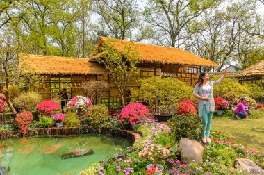 Suzhou, Çin - Nis 1, 2016: Mütevazı Yönetici Bahçesi, Suzhou bir Çin bahçesi, Unesco Dünya Mirası