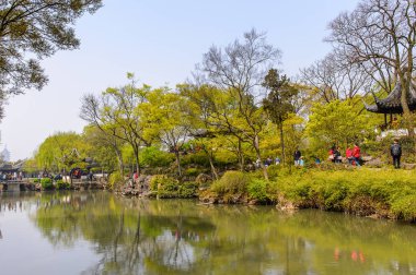 Suzhou, Çin - Nis 1, 2016: Mütevazı Yönetici Bahçesi, Suzhou bir Çin bahçesi, Unesco Dünya Mirası