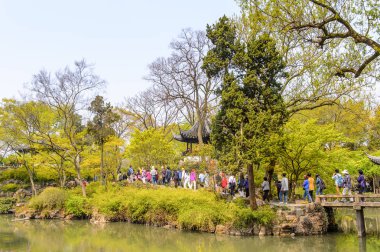 Suzhou, Çin - Nis 1, 2016: Mütevazı Yönetici Bahçesi, Suzhou bir Çin bahçesi, Unesco Dünya Mirası