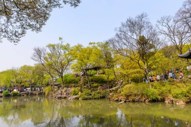 Suzhou, Çin - Nis 1, 2016: Mütevazı Yönetici Bahçesi, Suzhou bir Çin bahçesi, Unesco Dünya Mirası