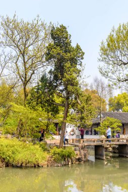 Suzhou, Çin - Nis 1, 2016: Mütevazı Yönetici Bahçesi, Suzhou bir Çin bahçesi, Unesco Dünya Mirası