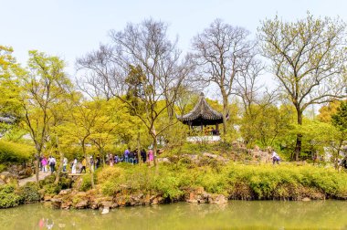 Suzhou, Çin - Nis 1, 2016: Mütevazı Yönetici Bahçesi, Suzhou bir Çin bahçesi, Unesco Dünya Mirası