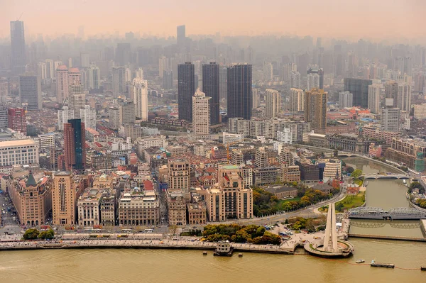 Shanghai Kina Mar 2016 Panoramautsikt Över Shanghai Från Oriental Pearl — Stockfoto