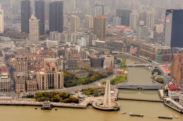 Shanghai Kina Mar 2016 Panoramautsikt Över Shanghai Från Oriental Pearl — Stockfoto