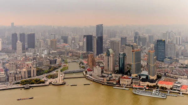 Shanghai Kina Mar 2016 Panoramautsikt Över Shanghai Från Oriental Pearl — Stockfoto