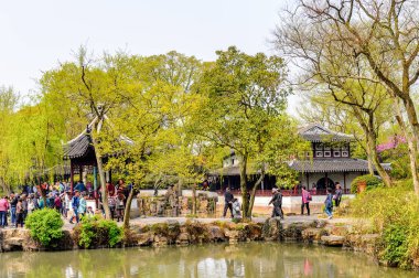 Suzhou, Çin - Nis 1, 2016: Mütevazı Yönetici Bahçesi, Suzhou bir Çin bahçesi, Unesco Dünya Mirası