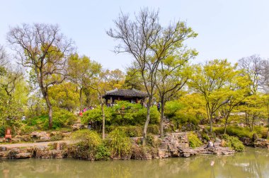 Suzhou, Çin - Nis 1, 2016: Mütevazı Yönetici Bahçesi, Suzhou bir Çin bahçesi, Unesco Dünya Mirası
