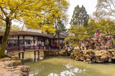 Suzhou, Çin - Nis 1, 2016: Mütevazı Yönetici Bahçesi, Suzhou bir Çin bahçesi, Unesco Dünya Mirası