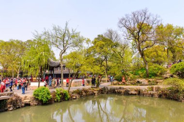 Suzhou, Çin - Nis 1, 2016: Mütevazı Yönetici Bahçesi, Suzhou bir Çin bahçesi, Unesco Dünya Mirası