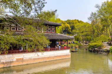 Suzhou, Çin - Nis 1, 2016: Mütevazı Yönetici Bahçesi, Suzhou bir Çin bahçesi, Unesco Dünya Mirası