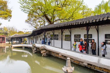 Suzhou, Çin - Nis 1, 2016: Mütevazı Yönetici Bahçesi, Suzhou bir Çin bahçesi, Unesco Dünya Mirası