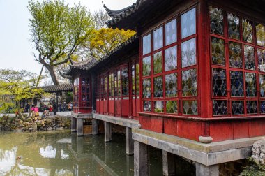 Suzhou, Çin - 1 Nisan 2016: Mütevazı Yönetici Bahçesi'nin Doğası, Suzhou'da bir Çin bahçesi, Unesco Dünya Mirası Listesi