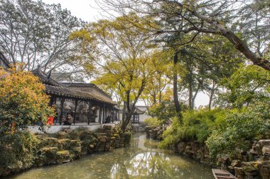 Suzhou, Çin - 1 Nisan 2016: Mütevazı Yönetici Bahçesi'nin Doğası, Suzhou'da bir Çin bahçesi, Unesco Dünya Mirası Listesi