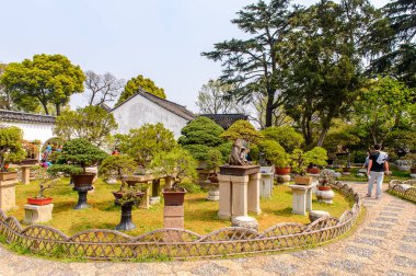 Suzhou, Çin - Nis 1, 2016: Mütevazı Yönetici Bahçesi, Suzhou bir Çin bahçesi, Unesco Dünya Mirası