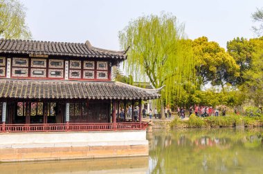 Suzhou, Çin - Nis 1, 2016: Mütevazı Yönetici Bahçesi, Suzhou bir Çin bahçesi, Unesco Dünya Mirası