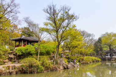 Suzhou, Çin - Nis 1, 2016: Mütevazı Yönetici Bahçesi, Suzhou bir Çin bahçesi, Unesco Dünya Mirası