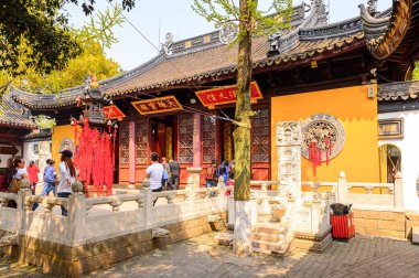 Suzhou, Çin - Nis 1, 2016: Suzhou Bao'en Tapınak kompleksi, Jiangsu Eyaleti, Çin. Çin'deki Buda tapınaklarından biri