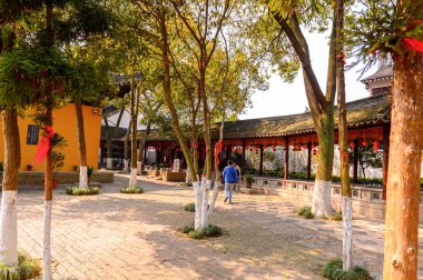 Suzhou, Çin - Nis 1, 2016: Suzhou Bao'en Tapınak kompleksi, Jiangsu Eyaleti, Çin. Çin'deki Buda tapınaklarından biri