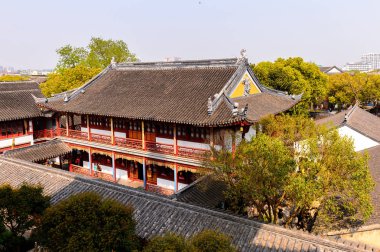 Suzhou, Çin - Nis 1, 2016: Suzhou Bao'en Tapınak kompleksi, Jiangsu Eyaleti, Çin. Çin'deki Buda tapınaklarından biri