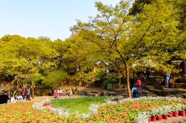 Suzhou, Çin - Nis 1, 2016: Suzhou Tiger tepe görme Doğası, Çin. Doğal güzelliği ve tarihi yerleri ile ünlüdür..