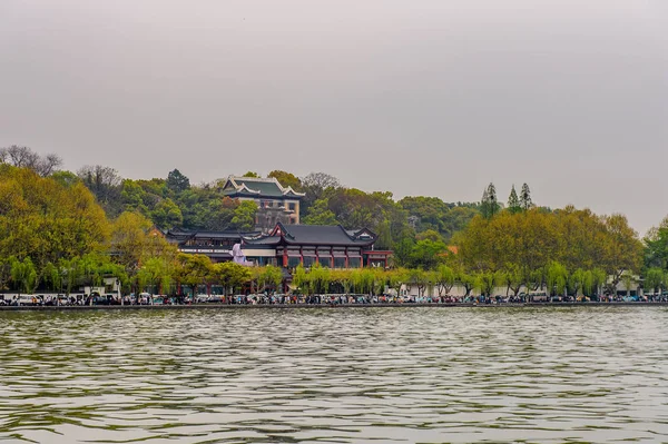 Hangzhou Kína Apr 2016 Hagyományos Kínai Hajó Nyugat Egy Édesvízi — Stock Fotó