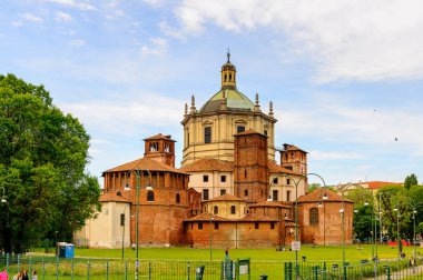 Milano, İtalya - 2 Mayıs 2014: Santa Margarita delle Grazie, Milano, Lombardiya'nın başkenti. Milan, 2015 Universal Fuarı'na ev sahipliği yapıyor