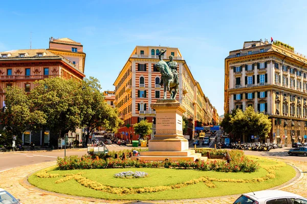 Genova Italia Maggio 2016 Statua Vittorio Manuele Genova Genova Capitale — Foto Stock
