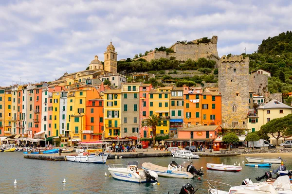 stock image PORTO VENERE, ITALY - MAY 5, 2016:  Beautiful view over Porto Venere, Italy. P Venere and the villages of Cinque Terre are the UNESCO World Heritage Site.