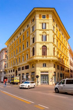 ROME, ITALY - 7 Mayıs 2016: Roma Tarih Merkezi Mimarisi, İtalya. Roma İtalya 'nın başkenti ve popüler bir turistik merkezdir.