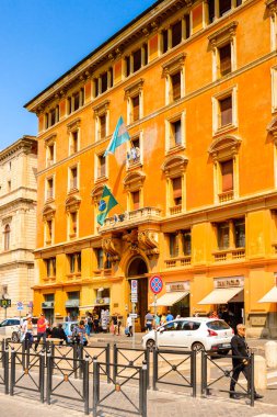 ROME, ITALY - 7 Mayıs 2016: Roma Tarih Merkezi Mimarisi, İtalya. Roma İtalya 'nın başkenti ve popüler bir turistik merkezdir.