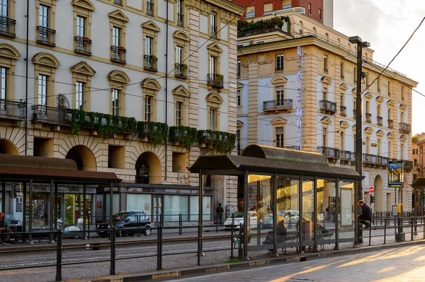 Torino, İtalya - 3 Mayıs 2016: Torino'nun merkezinin mimarisi, Piedmont, İtalya. Torino İtalya'nın bir iş ve kültür merkezidir
