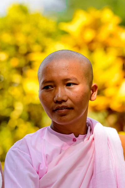Mingun Myanmar Ago 2016 Monje Budista Birmano Identificado Por Ciento — Foto de Stock