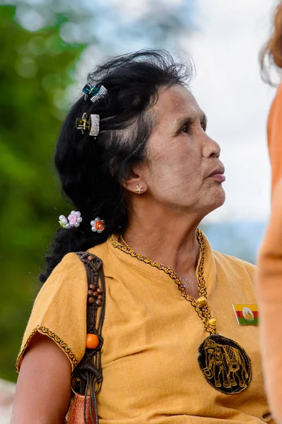 Inle Lake Myanmar Aug 2016 Unidentified Birmese Local Woman Portrait — стоковое фото