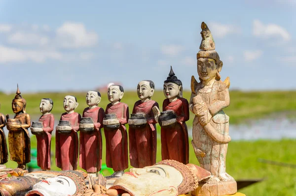 Inle Lake Birma Sierpnia 2016 Statuetki Rynku Inle Sap Jezioro — Zdjęcie stockowe
