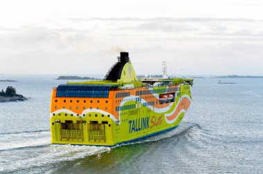 Helsinki, Finlandiya - 12 Eylül 2016: Finlandiya'nın başkenti Helsinki limanında Tallink servisi.