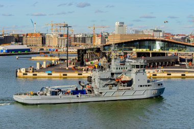 Helsinki, Finlandiya - 12 Eylül 2016: Helsinki Limanı, Finlandiya'nın başkenti.