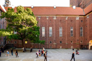 Stockholm, İsveç - 17 Eylül 2016: Stockholm City Hall, İsveç. Nobel Ödülü ziyafetinin yapılacağı yerdir.
