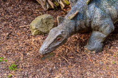Bratislava, Slovakya - 28 Eylül 2016: Bratislava Dinopark'ta Stegosaurus, Slovakya.Stegosaurus Geç Jura dönemi zırhlı kemikli dinozor cinsine ait