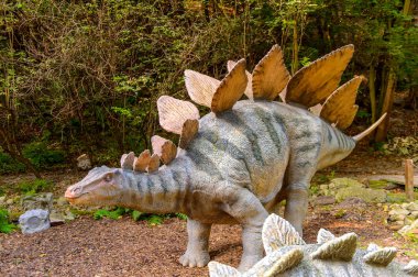 Bratislava, Slovakya - 28 Eylül 2016: Bratislava Dinopark'ta Stegosaurus, Slovakya.Stegosaurus Geç Jura dönemi zırhlı kemikli dinozor cinsine ait