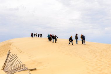 La Teste-De-Buch, Fransa -Eki 12, 2016: Pilat Dune (Grande Dune du Pilat), Avrupa'nın en yüksek kum ulağı.