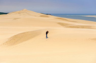 La Teste-De-Buch, Fransa -Eki 12, 2016: Pilat Dune (Grande Dune du Pilat), Avrupa'nın en yüksek kum ulağı.