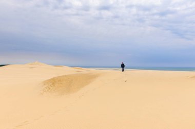 La Teste-De-Buch, Fransa -Eki 12, 2016: Pilat Dune (Grande Dune du Pilat), Avrupa'nın en yüksek kum ulağı.